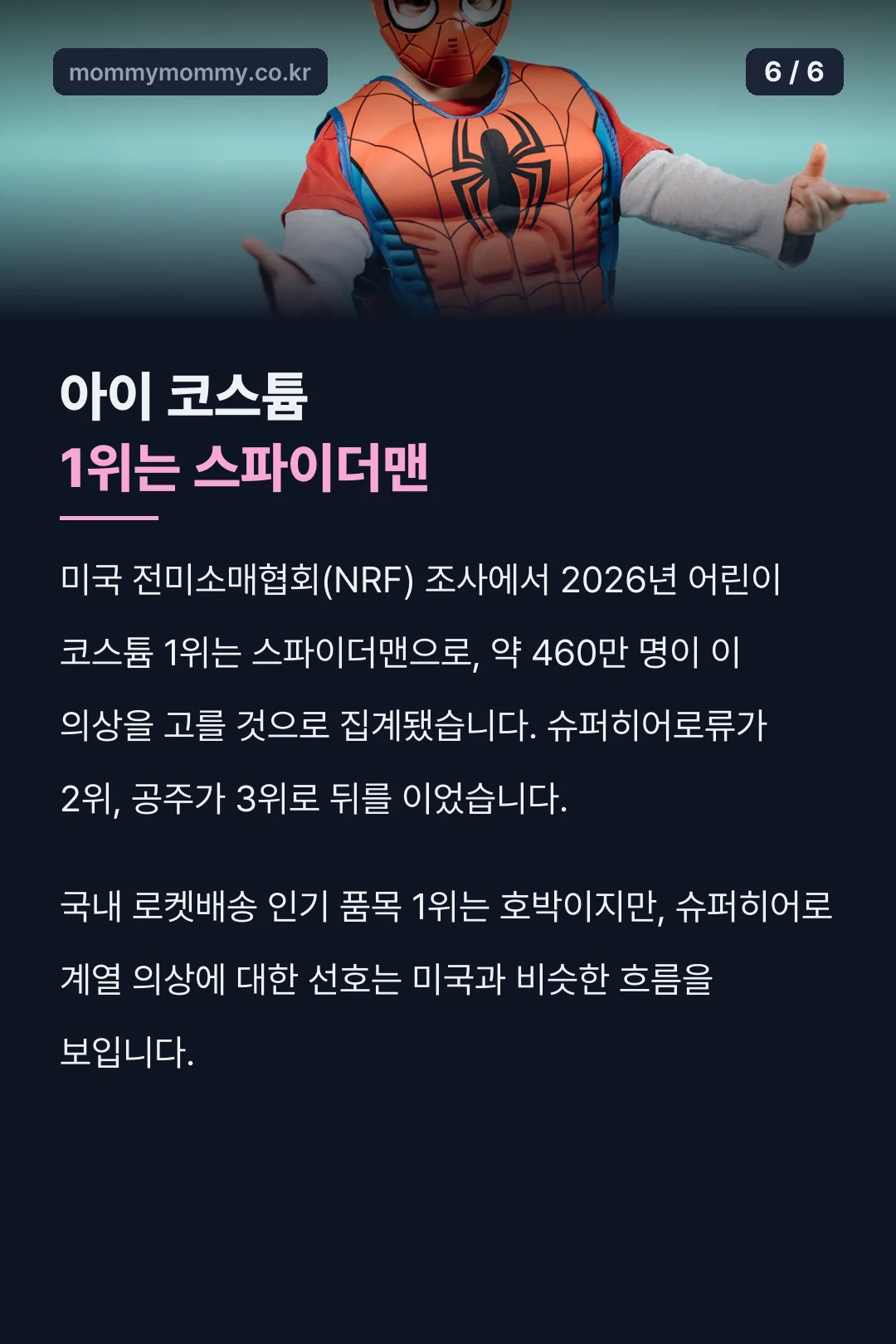 미국 아이 코스튬 1위 통계