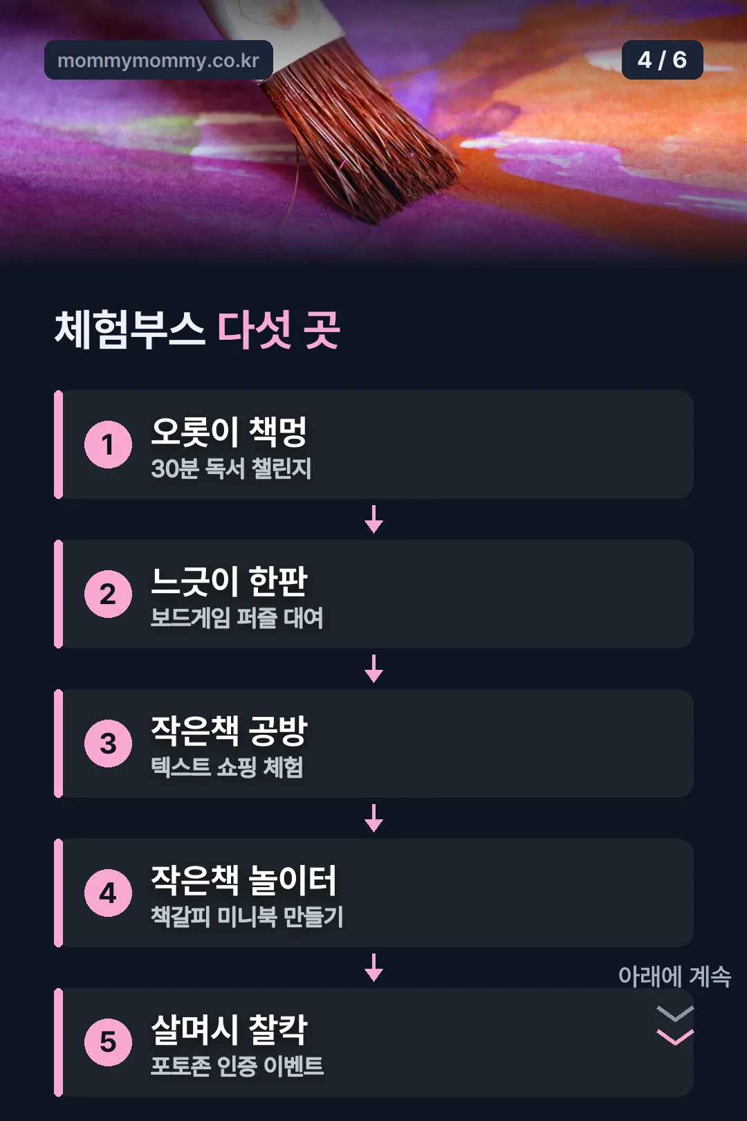 체험부스 다섯 곳